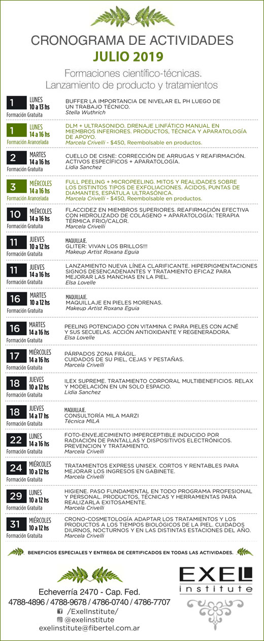 EXEL INSTIUTE: PROGRAMACION JULIO 2019